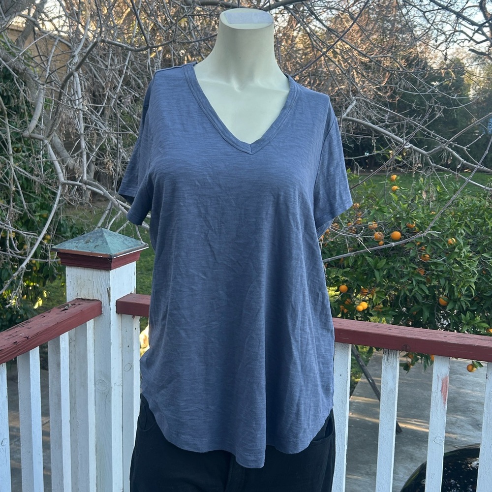 Blue Grey V-Neck Tee